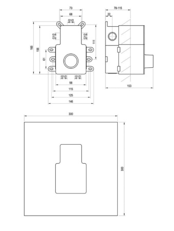 Скрытая часть для смесителя G 1/2 Ravak R-box 07C.50 Termo X070232